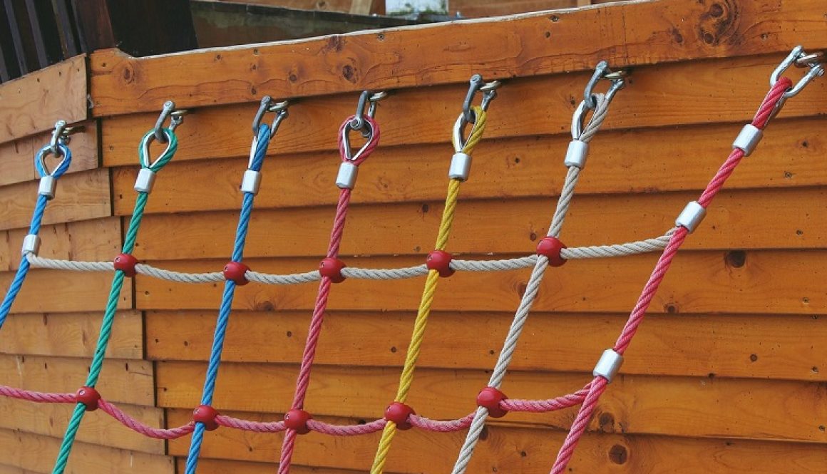 Close up of rope climbing wall