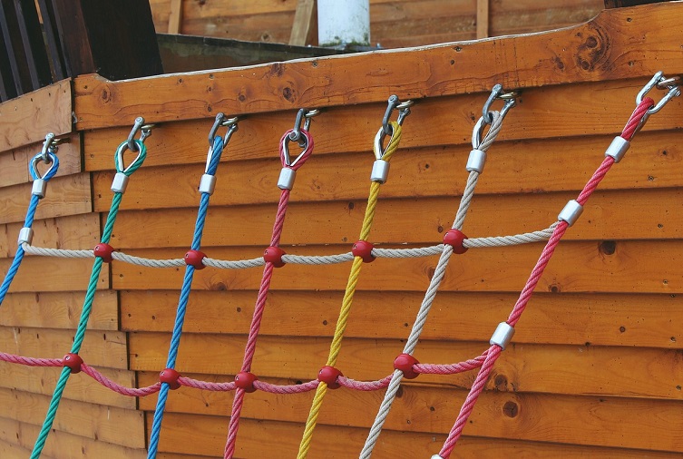 Close up of rope climbing wall