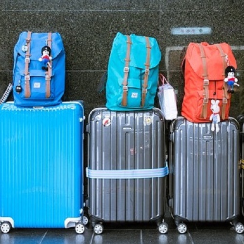 Close up of suitcases and bags