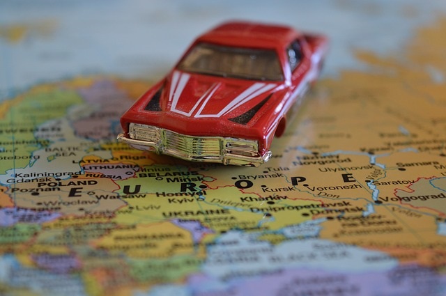Toy car on a map