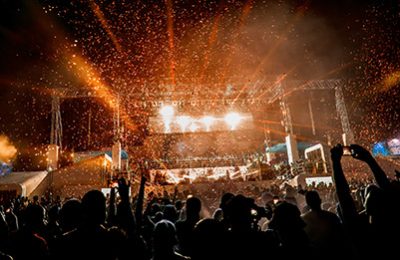 Music stage with lasers and lighting